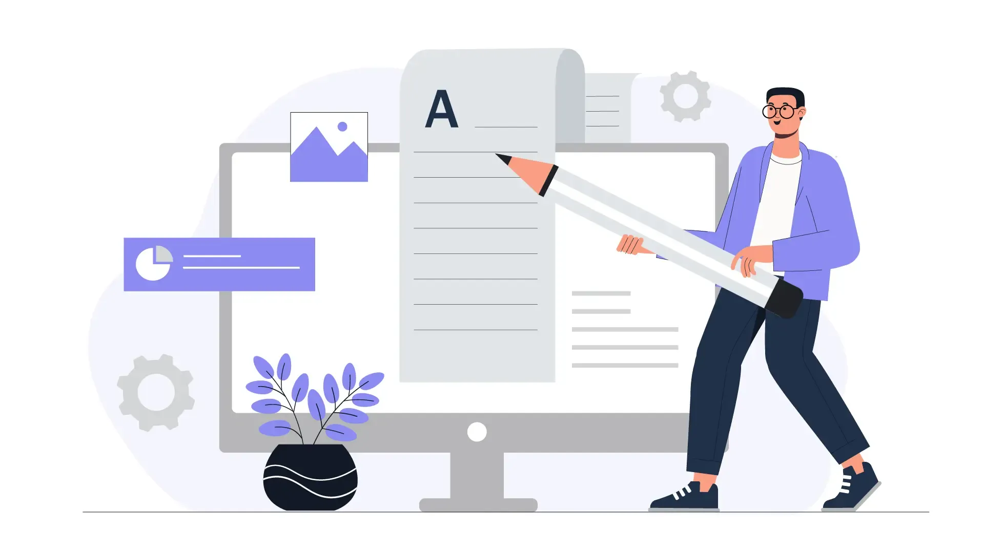 Content Marketing Execution Flat Character Writing Strategy Illustration image